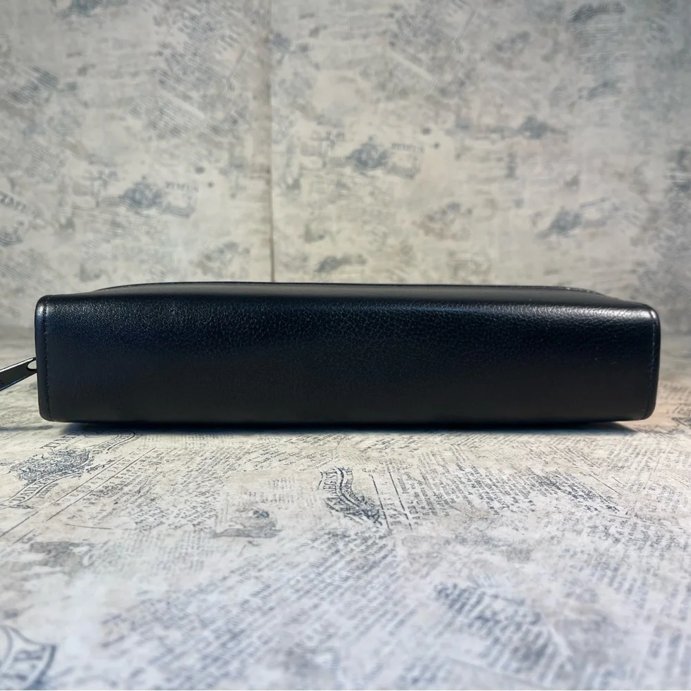 Vintage Franklin Quest Full Grain Leather Zip Planner Binder Made in USA Black